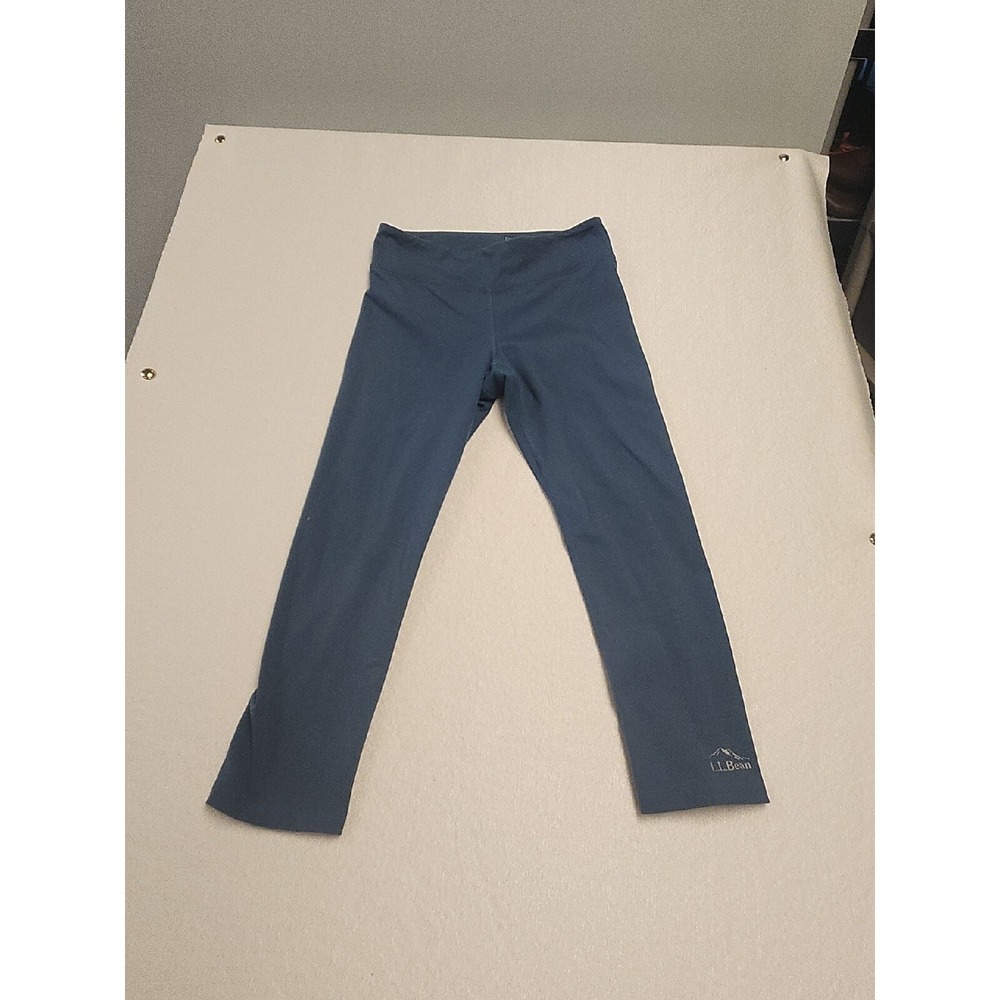 Women's LL bean Green Stretch Crop Running / Yoga Pants Elastic Waist Size XS